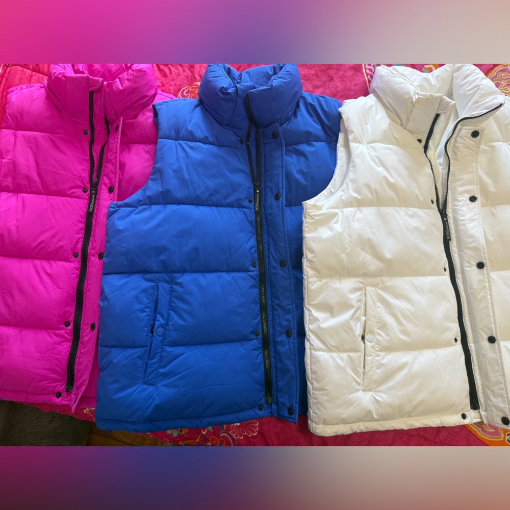 BCBGeneration Blue Eco-Friendly Puffer Vest with Detachable Hood.
